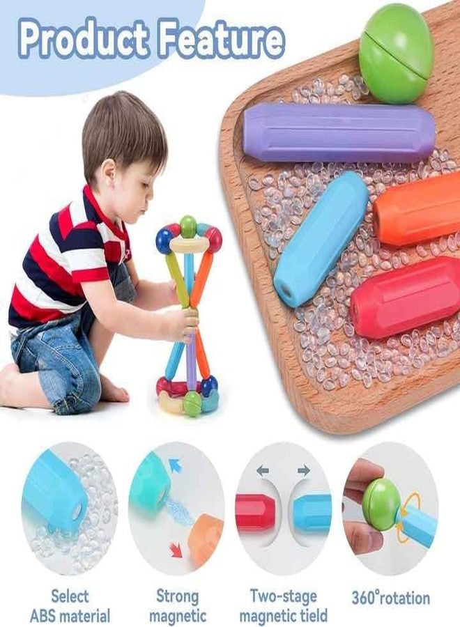 FunFrost Magnetic Sticks Building Blocks for Kids Toys for Girls Educational Stem Learning Magnet Stick with Balls Game Old Educational Stem Learning Magnet Stick (100 PCS) - Image 3